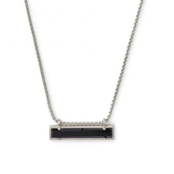 Kendra Scott Leanor Silver Pendant Necklace in Black NEW - Picture 3 of 4